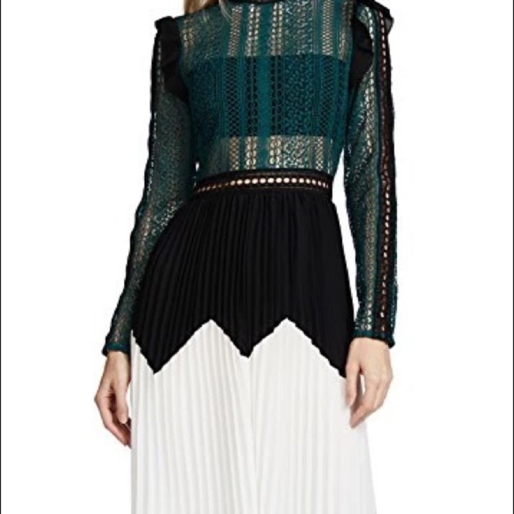 Chaconia Dolls Paneled lace midi dress